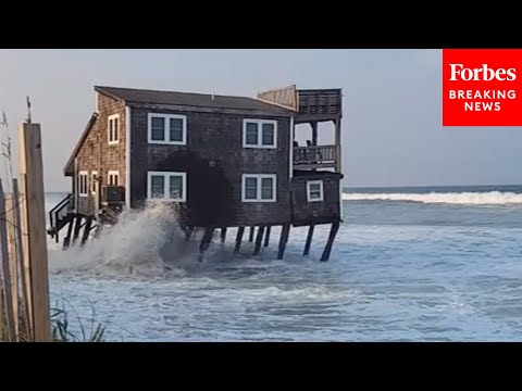 North Carolina House Collapsing From Hurricane Ernesto Water Swells Caught On Camera