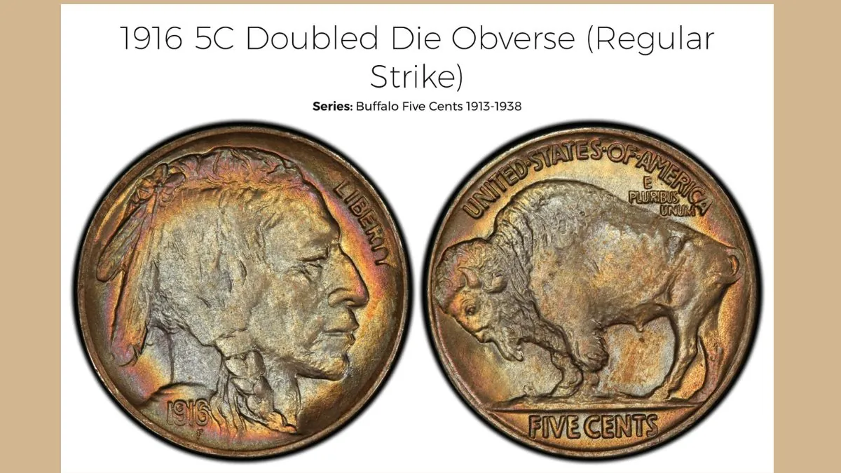 1916 Doubled Die Buffalo Nickel