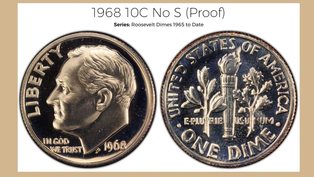 1968 No S Roosevelt Dime