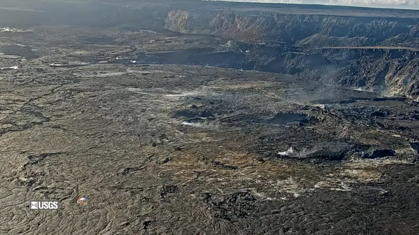 Smoke rising from the Halemaʻumaʻu crater on Hawaii's Kilauea volcano on Aug. 21, 2024. (USGS)