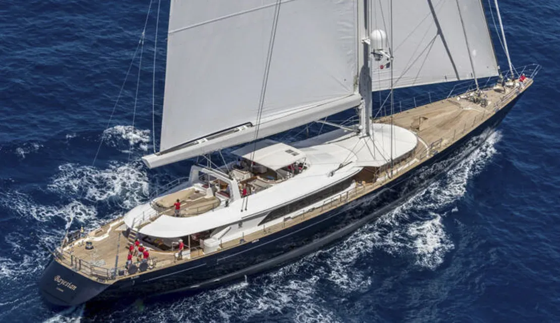 The Bayesian yacht that sank off the coast of Sicily Monday, leaving one dead and six missing. Perini Navi/ANSA